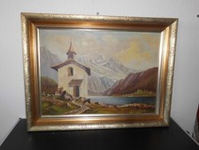 Altes Ölbild Kapele See