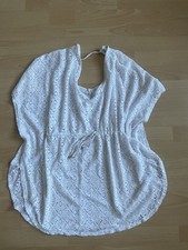 Damen Bade-Tunika Gr. M in weiß mit durchsichtigen Muster