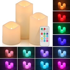 3er Set LED Kerze Kerzen mit Timer Batterie für Außen Outdoor Licht flackernd DE