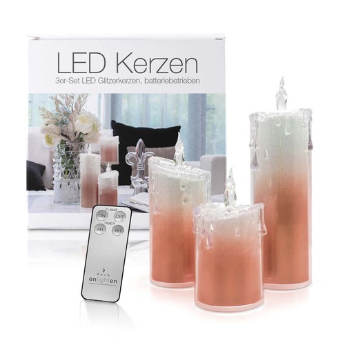 Led acryl glitzer - kerze, rot
