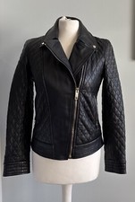 MASSIMO DUTTI LEDER JACKE IM BIKER STYLE GR.S SCHWARZ NEUWERTIG