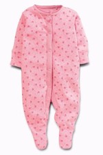 Mädchen Strampler Schlafanzug von Next Overall Pyjama Einteiler Rosa Blume 62 68