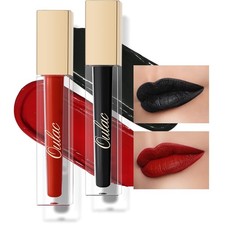 Oulac Flüssiger Matt Lippenstift Set - Schwarz Rot Lippenstifte, Langanhaltend