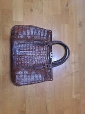Vintage, braune Jaguar Handtasche, Echtes Krokodilleder
