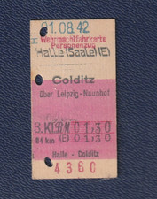 Fahrkarte 1942 Halle nach
