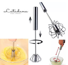 Edelstahl Halbautomatik Schneebesen Milchaufschäumer Quirl Rührbesen Rührstab