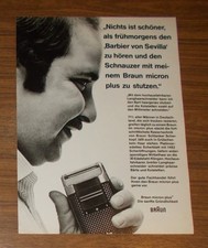 Seltene Werbung BRAUN MICRON PLUS Rasierer - Der Barbier von Sevilla 1982