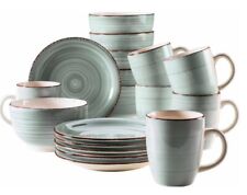 Kaffeeservice 18 Teile Bel Tempo aus Keramik Geschirr für 6 Personen in graublau