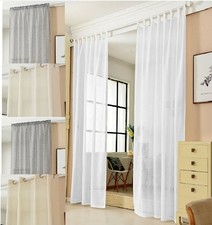 2er Set Ösenvorhänge Transparent Leinen Optik »Uni« Gardine Stores Kräuselband