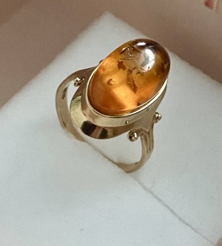 Gold ring 14k mit - ring, bernstein