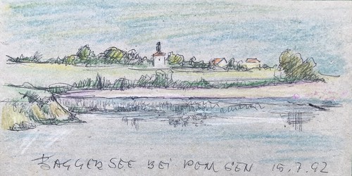 Zeichnung baggersee bei pomsen - bei,