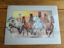 3D Bild Druck Wandbild Gemälde Bilderrahmen Pferde Wildpferde 30 x 40 cm Retro