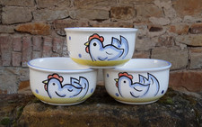 ***SÖNDGEN KERAMIK*3 x MÜSLISCHALEN*HÜHNCHEN*HUHN*PUNKTE*OSTERN*90ER*VINTAGE*** 