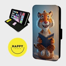 SÜSSES TIGER KINDERBUCH - Kunstleder Klapp Handy Hülle Cover - iPhone/Samsung