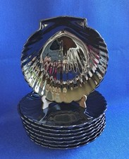 4 Schälchen Arcoroc Arcopal France kleiner Snackteller Muschelform Glas schwarz 