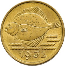 FITZ Freie Reichsstadt Danzig Gdansk 5 Pfennig Scholle 1932 µFIM1790