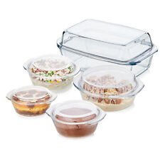 Auflaufformen Glas mit Deckel Glasbräter Glasform Eckig Rund Set Backform NEU