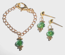 %***Barbie Schmuck*Halskette ca.8cm*Ohrring/Stecker*Grün-goldfarben***%