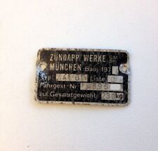 Typschild Zündapp 1974  Fabrikschild Super Combinette