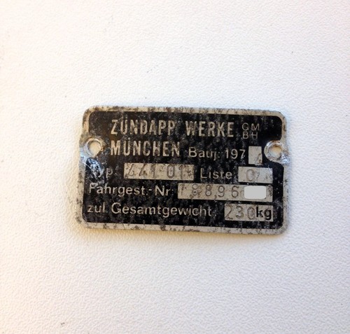 Typschild zündapp 1974 - typschild,