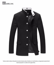 Herren schmale Tunika Jacke einreihiger Blazer japanische Schuluniform Gakuran