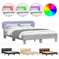 Bett Holzbett mit Lattenrost & LED Kopfteil Einzelbett Doppelbett Bettgestell