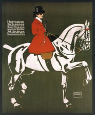 Hermann und Scherer Ludwig Hohlwein München Pferd Kunstdruck Werbung 970