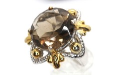 GOLDJUNGE69 * COCKTAIL  EDELSTEIN RING (17) RAUCHQUARZ 13mm * 925er SILBER *