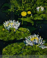 Seerosen / Am Teich - Batik auf Leinen, 1974 - Wolfgang Eberhardt (*1949)