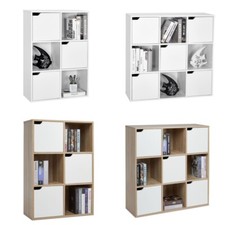 Mondeer 6/9-Fach Bücherregal Aufbewahrungsregal m/Türen Standregal Bücherschrank