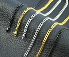 3xFarben Edelstahlkette Panzerkette Halskette Breite 4,5mm Lange 40-75cm K1