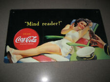 Coca-Cola Schild, Frau liegend, Metall