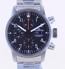 Fortis Uhr Flieger Day Date Chronograph Automatic 7750 black Dial B+P