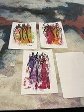 3 Zeichnungen Frauen Tanz Menschen original expressiv signiert Tusche Papier