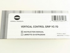 Instructions Konica Minolta Vertical Grip VC-7D VC7D VC 7D Owners Manual