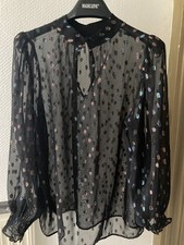 Bluse, Tunika festlich, schwarz/ bunt, Glitzer,Gr.44, Langarm, neu