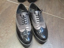 1 Paar neue schwarz, grau, silberne Halbschuhe, Gr. 37, Gina Benotti, Schnürer