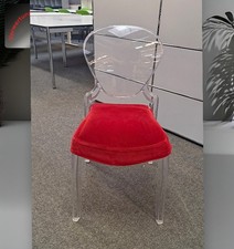Pedrali Queen 650 Stuhl Terrassenstuhl transparent mit Kissen rot Büro bs0201