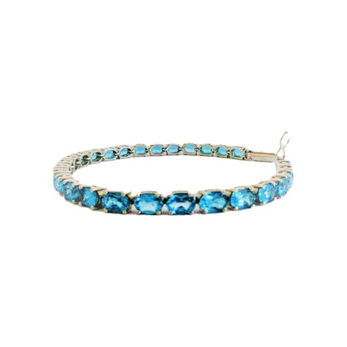 Blautopas armband weißgold - weißgold, 14