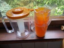 transparenter Plastik-Camping-Saftkrug m. Deckel + Kühleinsatz, neuwertig