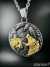 Wikinger Gott Tier Wolf Fenrir Bär Odin Rabe Anhänger Edelstahl Kette Biker 358A