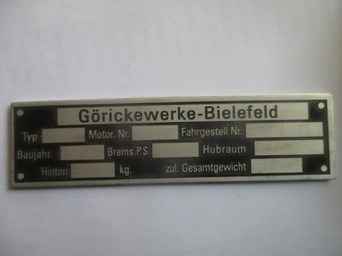Typenschild göricke moped - typenschild,