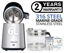 6L Wasserdestiller, 316 Marine Grade Edelstahl, Glaskanne - Water Pure