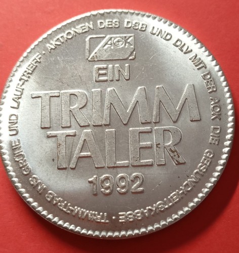 Trimm taler aok medaille - taler, 1992