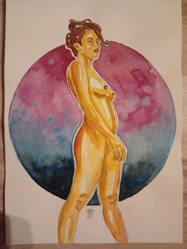 Aquarell gemälde akt frau auf - gemälde,