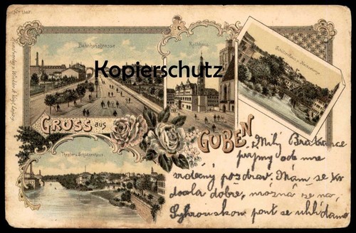 Alte litho postkarte gruss - postkarte, aus