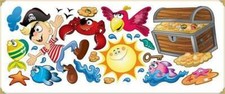 Wandsticker Kinderzimmer Piraten Schatzsuche Schatzinsel Wandtattoo Kinder Fisch