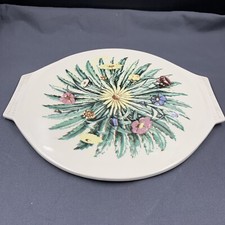 50er 60er Tortenplatte Kuchen Teller Grünstadt Keramik Vintage Mit Griffen