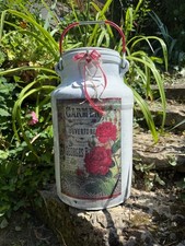 Shabby Chic alte Milchkanne mit Rosenmotiv wasserfest