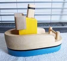 Kahn Dampfer Boot aus Holz Rollspielzeug Ziehspielzeug NEU